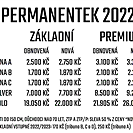 Ceník permanentek 2022/2023